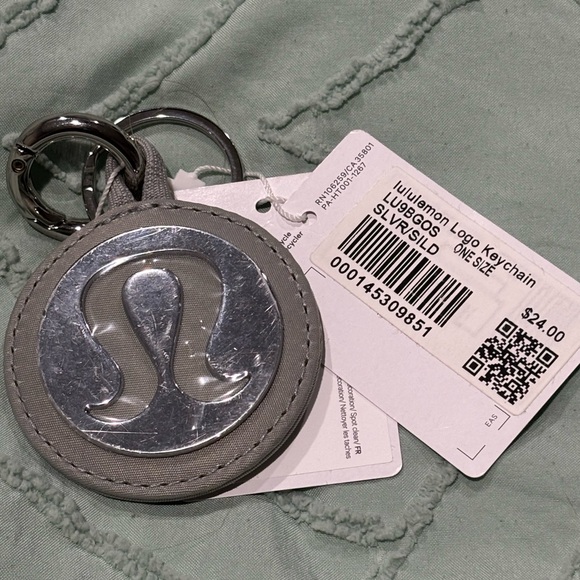 NEW Lululemon Silver Logo Keychain - Picture 3 of 3